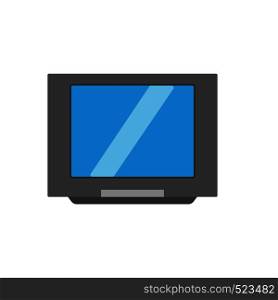 Television screen communication equipment electronic vector. TV broadcasting cinema front view flat icon