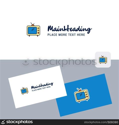 Television vector logotype with business card template. Elegant corporate identity. - Vector
