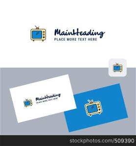 Television vector logotype with business card template. Elegant corporate identity. - Vector