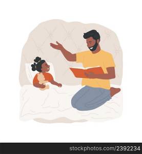 Telling fairy tale isolated cartoon vector illustration Parent telling story to child, reading fairy tale before sleep, bedtime storytelling, homeschooling, parental daycare vector cartoon.. Telling fairy tale isolated cartoon vector illustration