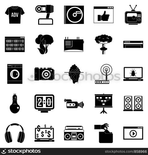 Telly icons set. Simple set of 25 telly vector icons for web isolated on white background. Telly icons set, simple style