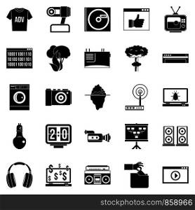 Telly icons set. Simple set of 25 telly vector icons for web isolated on white background. Telly icons set, simple style