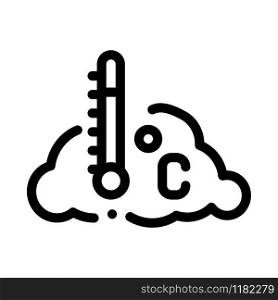 Temperature Cloud Icon Vector. Outline Temperature Cloud Sign. Isolated Contour Symbol Illustration. Temperature Cloud Icon Vector Outline Illustration
