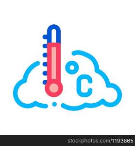 Temperature Cloud Icon Vector. Outline Temperature Cloud Sign. Isolated Contour Symbol Illustration. Temperature Cloud Icon Vector Outline Illustration