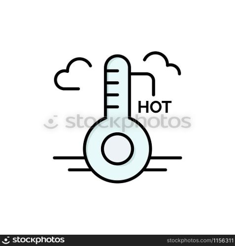 Temperature, Hot, Weather, Update Flat Color Icon. Vector icon banner Template