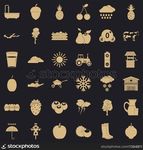 Temperature icons set. Simple style of 36 temperature vector icons for web for any design. Temperature icons set, simple style