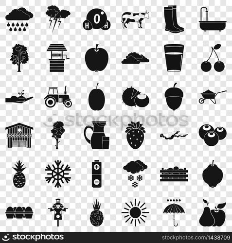 Temperature icons set. Simple style of 36 temperature vector icons for web for any design. Temperature icons set, simple style