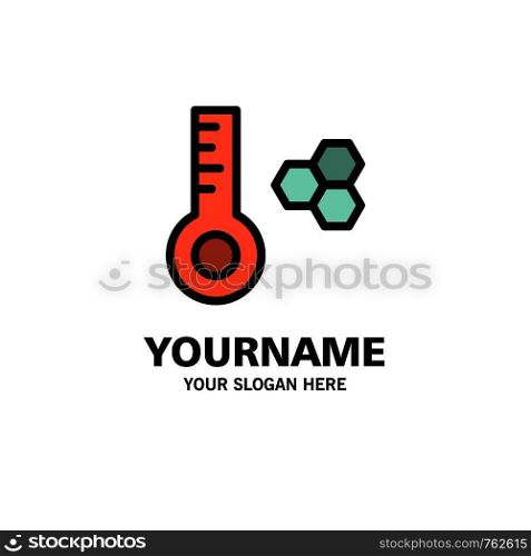 Temperature, Temperature Meter, Thermometer Business Logo Template. Flat Color