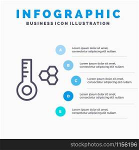 Temperature, Temperature Meter, Thermometer Line icon with 5 steps presentation infographics Background
