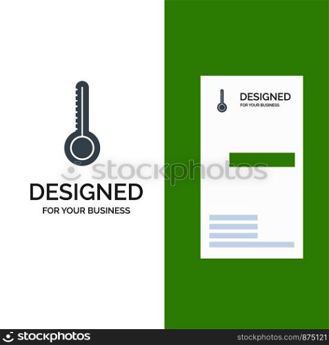 Temperature, Thermometer, Weather Grey Logo Design and Business Card Template