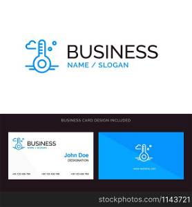 Temperature, Thermometer, Weather, Spring Blue Business logo and Business Card Template. Front and Back Design