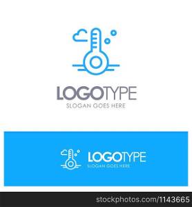 Temperature, Thermometer, Weather, Spring Blue outLine Logo with place for tagline