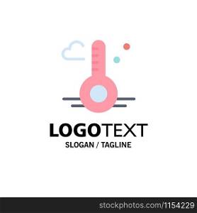 Temperature, Thermometer, Weather, Spring Business Logo Template. Flat Color