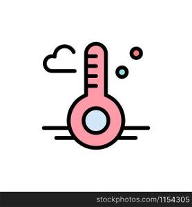 Temperature, Thermometer, Weather, Spring Flat Color Icon. Vector icon banner Template