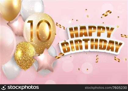 Template 10 Years Anniversary Congratulations, Greeting Card with Balloons Invitation Vector Illustration EPS10. Template 10 Years Anniversary Congratulations, Greeting Card with Balloons Invitation Vector Illustration