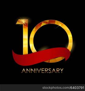 Template 10 Years Anniversary Congratulations Vector Illustration EPS10. Template 10 Years Anniversary Congratulations Vector Illustratio