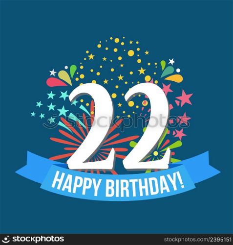 Template 22 birthday celebration and abstract text on white background vector illustration. Template 22 birthday celebration and abstract text on white background illustration