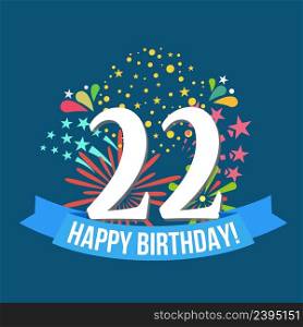 Template 22 birthday celebration and abstract text on white background vector illustration. Template 22 birthday celebration and abstract text on white background illustration