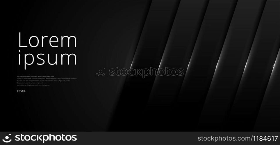 Template abstract banner web black overlap layer dimension with lighting on dark background space for your text. Luxury style. Vector illustration