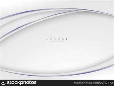 Template abstract elegant white curved shape layer and purple lines on clean background luxury style. Vector graphic illustration