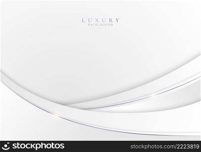 Template abstract elegant white curved shape layer with purple lines on clean background luxury style. Vector graphic illustration