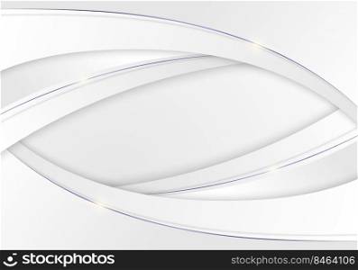 Template abstract elegant white curved shape layer with purple lines on clean background luxury style. Vector graphic illustration