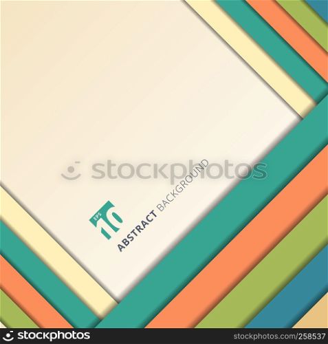 Template abstract geometric colorful rectangles overlapping layer with shadow on white background. Vector illustration