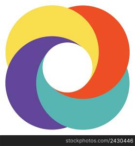 Template abstract logo diaphragm camera, colorful circles vector pattern of overlapping circles