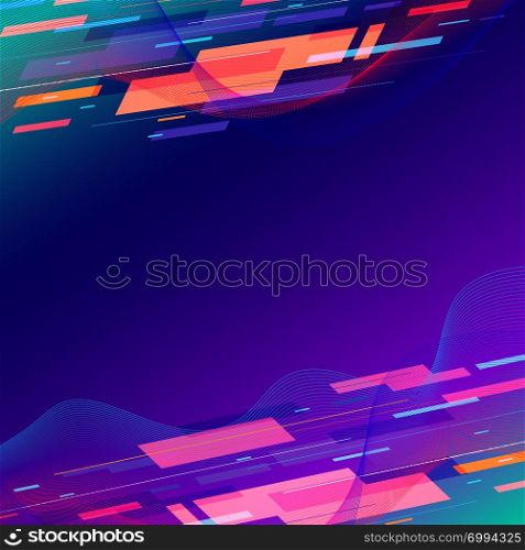 Template abstract technology geometric and twist lines colorful on dark blue background. Vector illustration