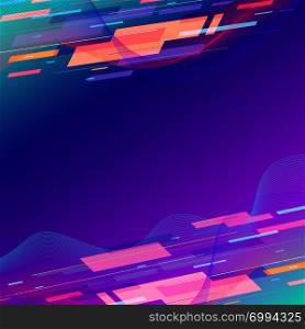 Template abstract technology geometric and twist lines colorful on dark blue background. Vector illustration