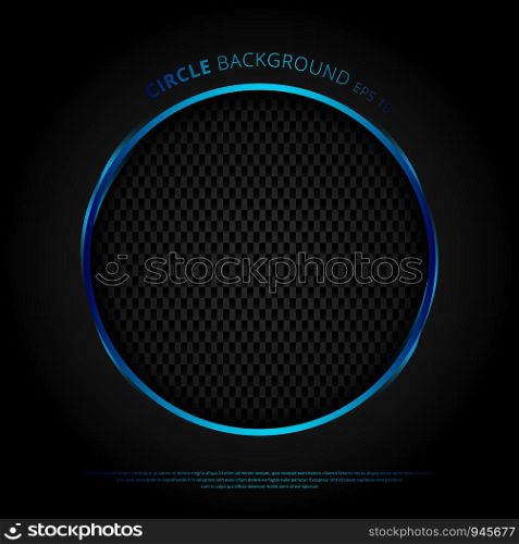 Template abstract technology style circle metallic blue shiny color black frame layout modern tech design carbon fiber background. Vector illustration