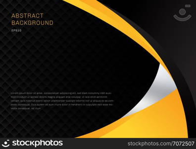 Template abstract yellow and black contrast corporate business curves background with squares pattern texture and copy space. You can use for cover brochure, poster, flyer, leaflet, banner web, etc. Vector illustration