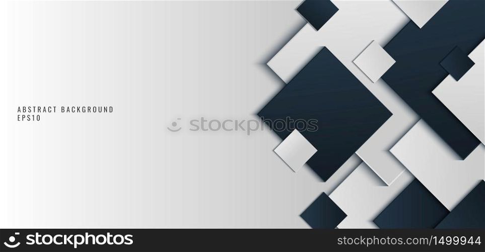 Template banner web design background blue and white square shape with shadow. Vector illustration