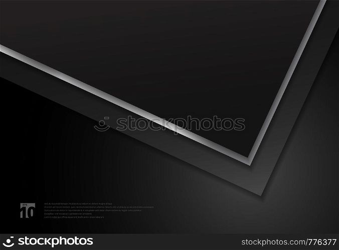 Template black geometric triangle corner overlap layer background with space for text. Vector illustration
