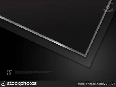 Template black geometric triangle corner overlap layer background with space for text. Vector illustration
