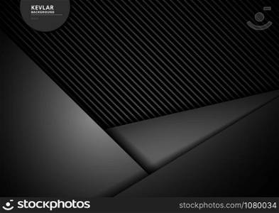 Template black geometric triangles overlapping carbon kevlar fiber background and texture. Material wallpaper for car. Vector illustration