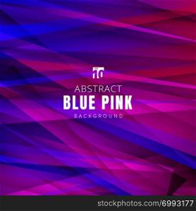 Template blue and pink triangles shapes overlapping with shadow background and texture. Vector illustration