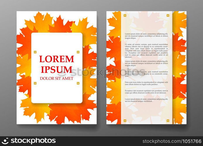 Template brochure with foliages seasons colors. Vector illustration. Template brochure with foliages seasons colors