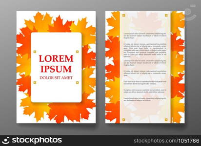 Template brochure with foliages seasons colors. Vector illustration. Template brochure with foliages seasons colors