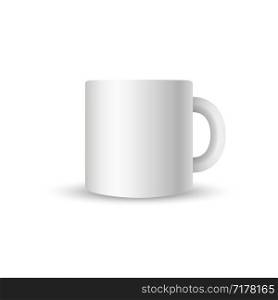 Template ceramic blank white Mug with shadow. Photorealistic white Cup. Eps10. Template ceramic blank white Mug with shadow. Photorealistic white Cup