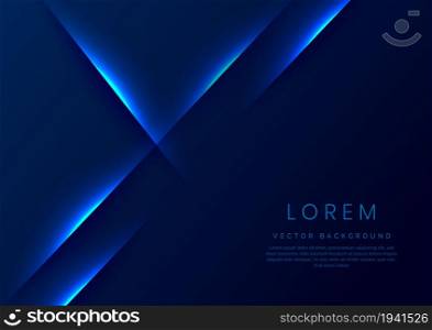 Template corporate abstract dark blue gradient stripes overlap layer background with lighting. Vector illustration