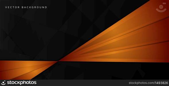 Template corporate banner of orange and black glossy diagonal stripes on black background. Vector illustration