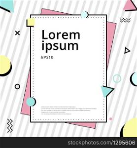 Template cover brochure trendy chaotic flat geometric memphis style. Modern minimal design for poster, banner web, presentation, flyer, leaftlet, invitation card. A4 layout, etc. Vector illustration