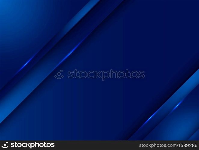 Template design abstract dark blue gradient stripes overlap layer background with lighting. Vector illustration