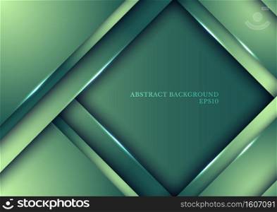 Template design abstract green nature gradient stripes overlap layer background with lighting. Vector illustration