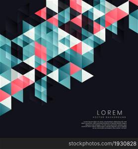 Template design abstract modern colorful triangles on black background with copy space for text. You can use for ad, poster, template, business presentation. Vector illustration