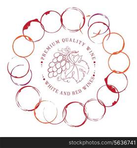 Template design for wine with grapes. Vector illustration.
