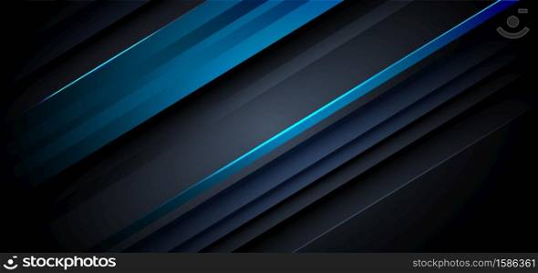 Template diagonal lines blue and dark overlapping layers background. You can use for ad, poster, template, business presentation. Vector illustration