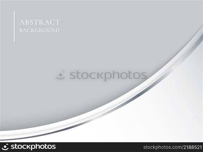 Template elegant 3D abstract white curved shape with gray line on grey background. Luxury style. Vector illustration