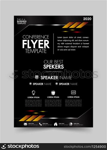 Template flyer black brochure layout design with metallic and lighting graphic elements.Annual report cover business presentation modern background.Vector illustration
